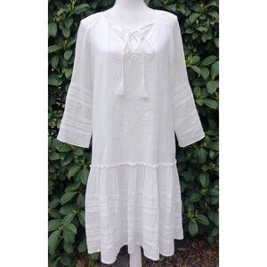 Sundance White Aleta Embroidered Mini Shift Dress Small